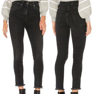 We The Free Black High Rise Jeggings Stretch Raw Hem Free People Jeans 29